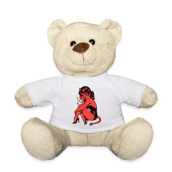 Illustration de la Fille Diable Cramoisie qui pleure - Nounours - blanc - Devant