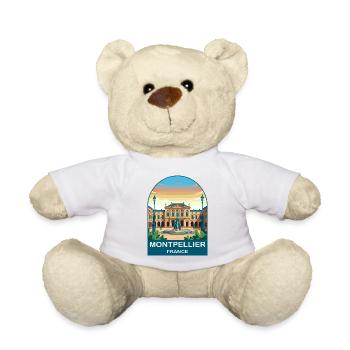 Montpellier France Vintage Travel Poster Design - Teddy Bear - white - Front