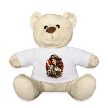 Pirate Queen with Sword and Gold - Teddy Bear - white - Front
