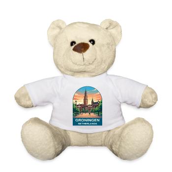 Affiche de voyage Groningue, Pays-Bas, Martinitoren, - Nounours - blanc - Devant