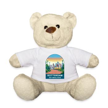 Rotterdam Netherlands Skyline Vintage Travel Art - Teddy Bear - white - Front