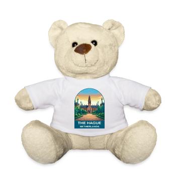 The Hague Netherlands Binnenhof Vintage Art - Teddy Bear - white - Front