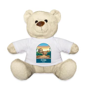 Rome Italy Vintage Travel Poster Art - Teddy Bear - white - Front