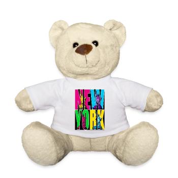 New York Vintage – Statue de la Liberté POP ART - Nounours - blanc - Devant