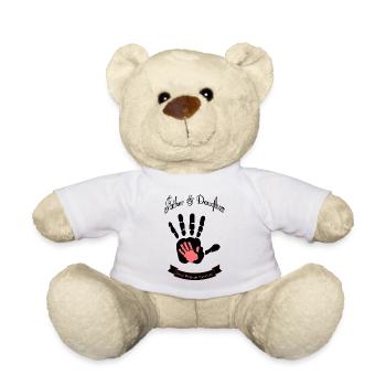 Empreinte de main de la meilleure amie du père et de sa fille - Nounours - blanc - Devant