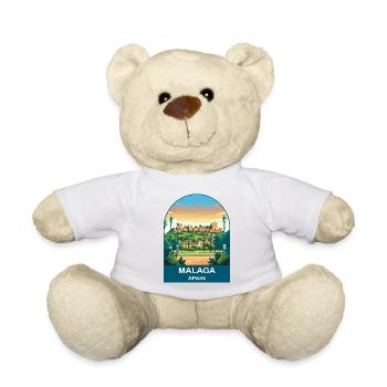 Malaga Spain Vintage Travel Poster Art - Teddy Bear - white - Front
