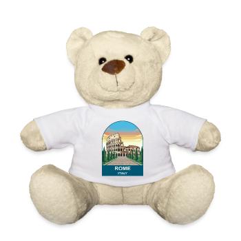 Rome Italy Vintage Travel Poster Art - Teddy Bear - white - Front
