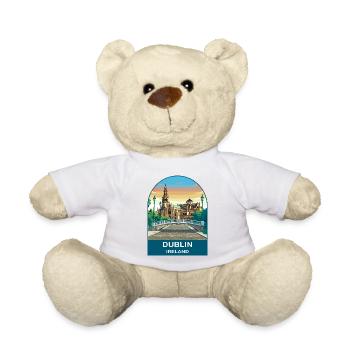 Dublin Ireland Vintage Travel Poster Art - Teddy Bear - white - Front