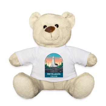 Reykjavik Island Vintage-Reiseplakat - Teddy - Weiß - Vorne
