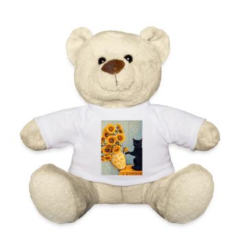 Parodie artistique des tournesols et du chat noir - Nounours - blanc - Devant