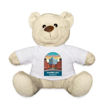 Hamburg Germany Elbphil harmonie Travel Art - Teddy Bear - white - Front