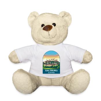 Salzburg Austria Vintage Travel Poster Art - Teddy Bear - white - Front