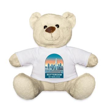 Rotterdam Netherlands Skyline Vintage Travel Art - Teddy Bear - white - Front