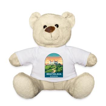 Bratislava Slovakia Vintage Travel Poster - Teddy Bear - white - Front