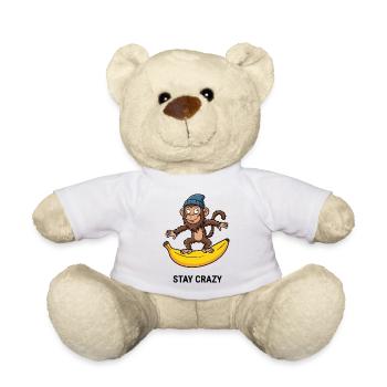 Verrückter Affe auf Banana Tee - Teddy - Weiß - Vorne