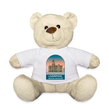 Liverpool UK Vintage-Reiseplakat-Kunst - Teddy - Weiß - Vorne