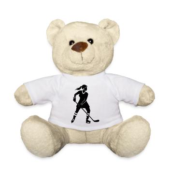 Female Hockey - Teddy Bear - white - Front