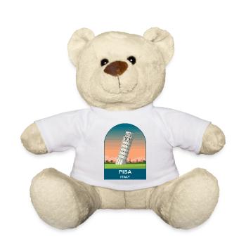 Pisa Italy Vintage Travel Poster Art - Teddy Bear - white - Front