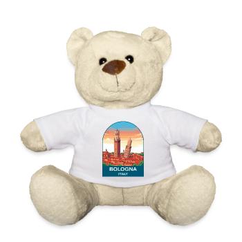 Bologna Italy Vintage Travel Poster Art - Teddy Bear - white - Front