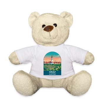 Graz Austria Vintage-Reiseplakat-Kunst - Teddy - Weiß - Vorne