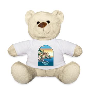 Amalfi Italy Vintage Travel Poster Art - Teddy Bear - white - Front