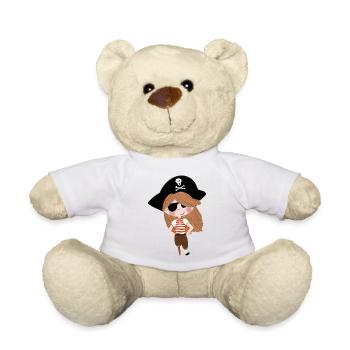 Piratenmädchen Cartoon-Augenklappe - Teddy - Weiß - Vorne