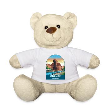 Gdansk Poland Vintage Travel Poster Art - Teddy Bear - white - Front