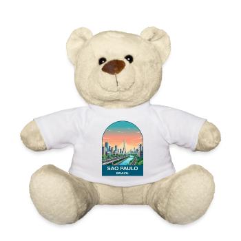 Sao Paulo Brazil Skyline Modern Travel Poster - Teddy Bear - white - Front