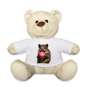 Wildschwein mit rosa Eichel - Teddy - Weiß - Vorne
