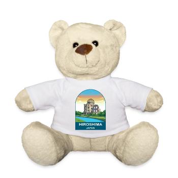 Hiroshima Japan Vintage Travel Poster Art - Teddy Bear - white - Front