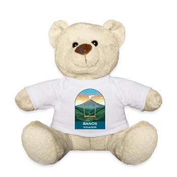 Banos Ecuador Volcano Art de voyage vintage - Nounours - blanc - Devant