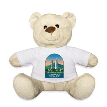 Caracas Venezuela Skyline Vintage Travel Poster - Teddy Bear - white - Front