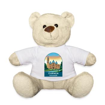 Cuenca Ecuador Vintage Cathedral Travel Poster - Teddy Bear - white - Front
