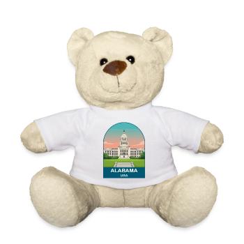 Alabama USA Vintage-Reiseposter-Kunst - Teddy - Weiß - Vorne