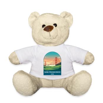 San Francisco USA Vintage Travel Poster - Teddy Bear - white - Front