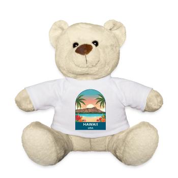 Hawaii USA Vintage Travel Poster Art - Teddy Bear - white - Front