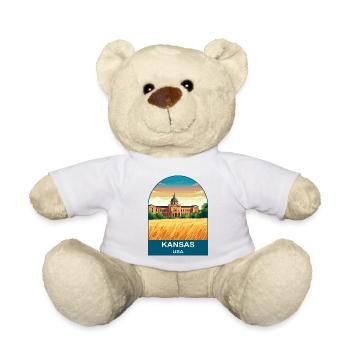Kansas USA Vintage-Reiseplakat-Kunst - Teddy - Weiß - Vorne