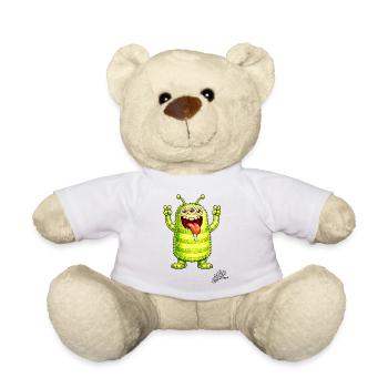 Neon monster three eyes cheerful - Teddy Bear - white - Front