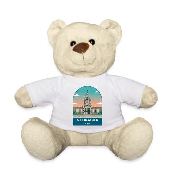 Nebraska USA Vintage Travel Poster Art - Teddy Bear - white - Front