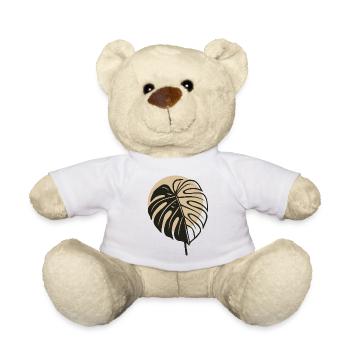 Monstera Leaf – Modern Boho Nature Motif - Teddy Bear - white - Front