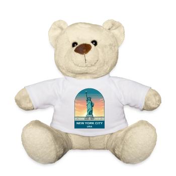 New York City USA Vintage Travel Poster - Teddy Bear - white - Front