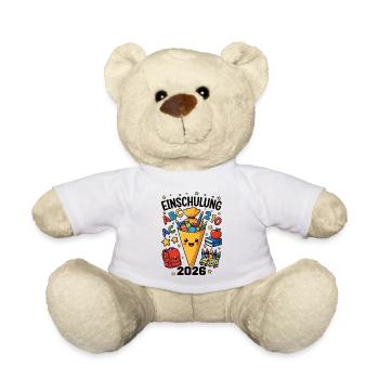 Einschulung 2026 / Buntes Design zur Einschulung - Teddy - Weiß - Vorne
