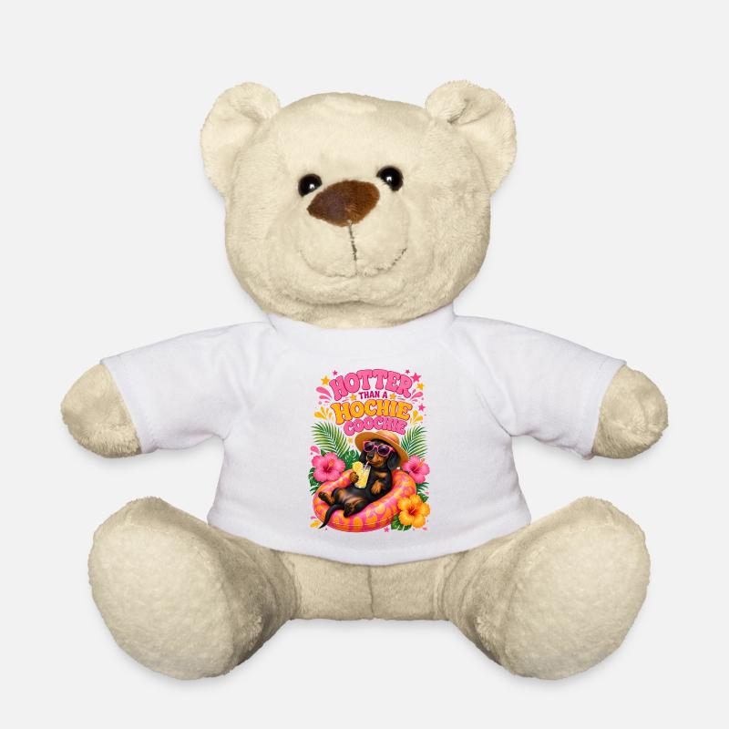 Tropical Dachshund Beach Vibes - Teddy Bear - white