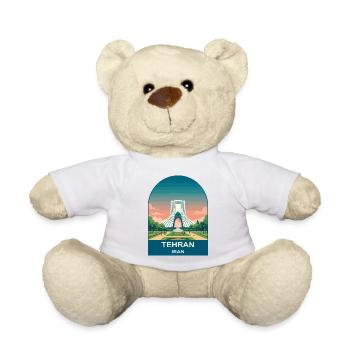 Tehran Iran Azadi Tower Vintage Travel Poster - Teddy Bear - white - Front