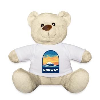 Norway Oslo Opera House Retro Sunset Travel Badge - Teddy Bear - white - Front