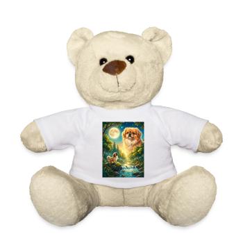Hurler au Mème de la Lune Chien Pékinois - Nounours - blanc - Devant