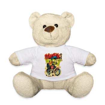 Monstre vert à moto – Style comic - Nounours - blanc - Devant