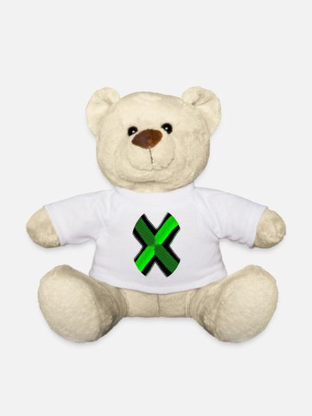 Motif néon X vert noir - Nounours - blanc