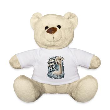 "Ganz dünnes Eis" Alpaka Spruch - Teddy - Weiß - Vorne