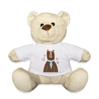 Un joli ours avec une écharpe bleue - Nounours - blanc - Devant